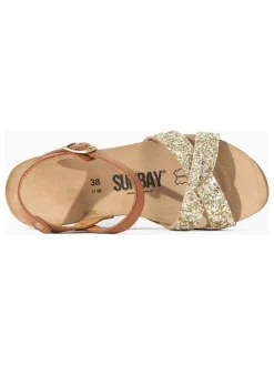 Sunbay Sandalen^Leder-Keilsandaletten in Camel/ Gold