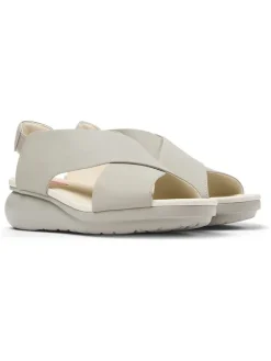 Camper Sandalen^Leder-Keilsandaletten in Grau