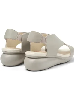 Camper Sandalen^Leder-Keilsandaletten in Grau