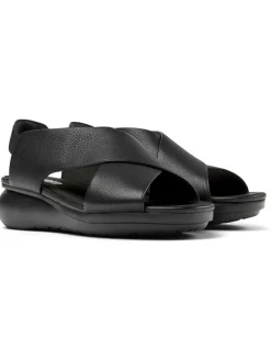 Leder-Keilsandaletten in Schwarz>Camper Discount