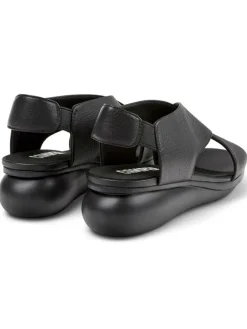 Leder-Keilsandaletten in Schwarz>Camper Discount