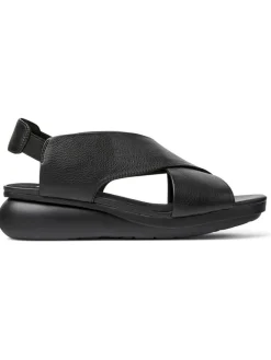 Leder-Keilsandaletten in Schwarz><noscript><img width=