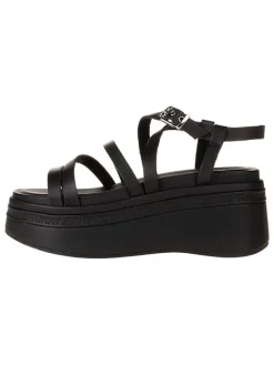 Leder-Keilsandaletten in Schwarz>Tommy Hilfiger New