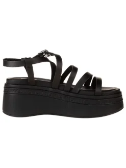 Leder-Keilsandaletten in Schwarz>Tommy Hilfiger New