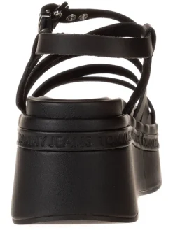 Leder-Keilsandaletten in Schwarz><noscript><img width=