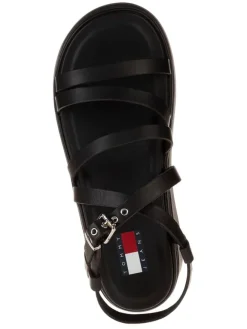 Leder-Keilsandaletten in Schwarz><noscript><img width=