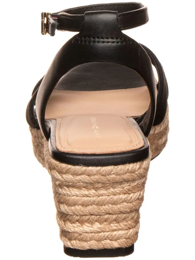 Leder-Keilsandaletten in Schwarz>Tommy Hilfiger Online
