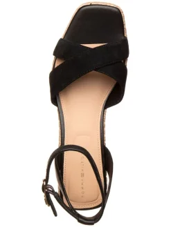 Leder-Keilsandaletten in Schwarz><noscript><img width=