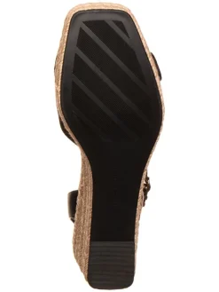 Leder-Keilsandaletten in Schwarz><noscript><img width=