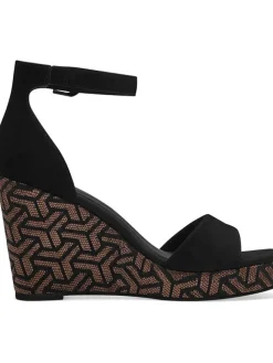 Leder-Keilsandaletten in Schwarz>Tamaris Hot