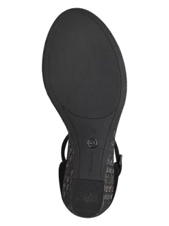 Leder-Keilsandaletten in Schwarz><noscript><img width=