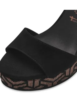 Leder-Keilsandaletten in Schwarz><noscript><img width=