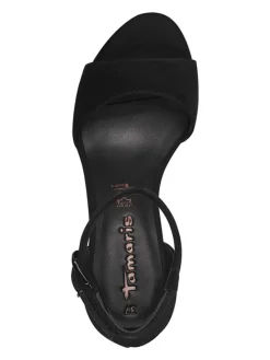 Leder-Keilsandaletten in Schwarz><noscript><img width=