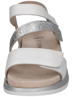 Leder-Keilsandaletten in Weiß/ Silber><noscript><img width=