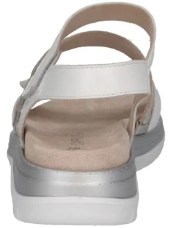 Leder-Keilsandaletten in Weiß/ Silber><noscript><img width=