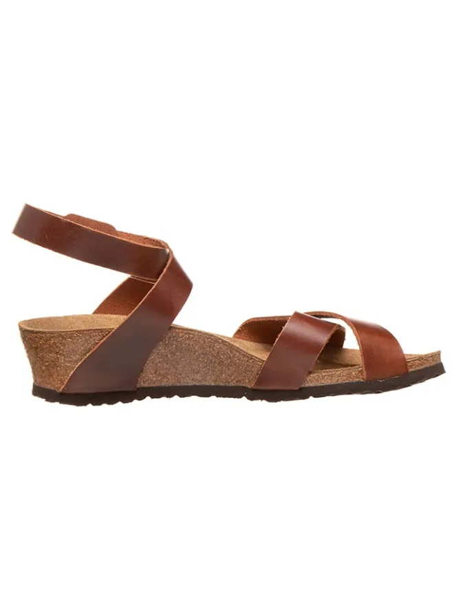 Leder-Keilsandaletten "Lola" in Braun - Weite S>Papillio Clearance