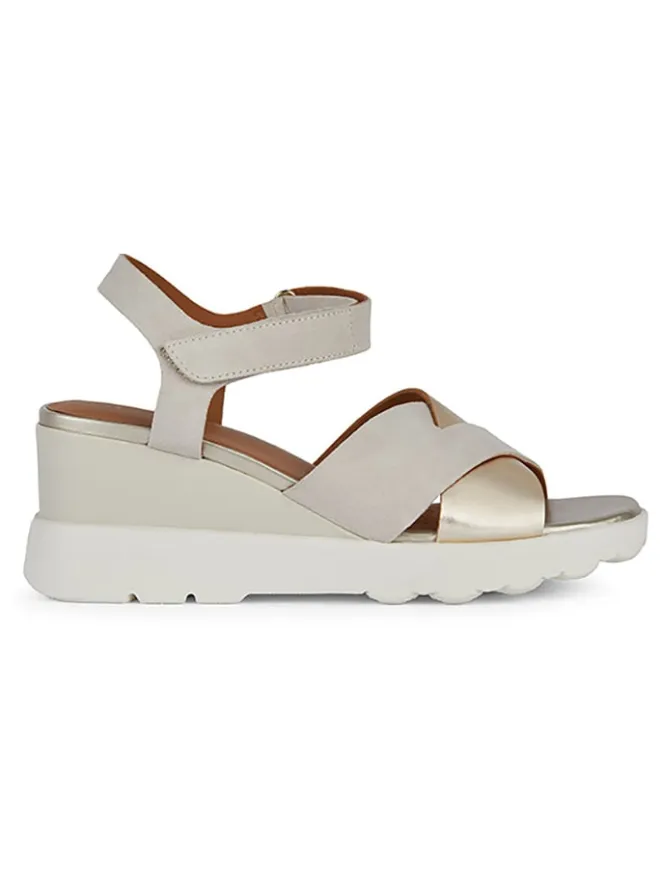 Leder-Keilsandaletten "Spherica EC6" in Weiß/ Silber>Geox Sale