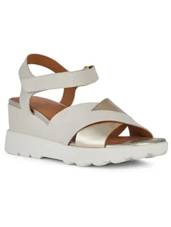 Leder-Keilsandaletten "Spherica EC6" in Weiß/ Silber>Geox Sale