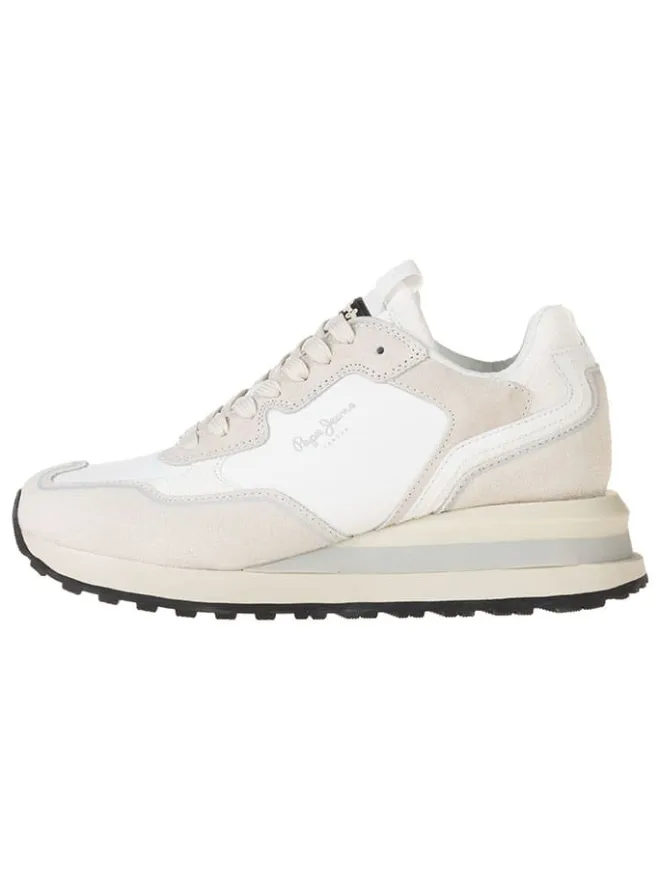 Pepe Jeans FOOTWEAR Sneakers^Leder-Keilsneakers in Weiß/ Beige