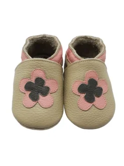 Leder-Krabbelschuhe "Florid" in Hellbraun>Yihakids New