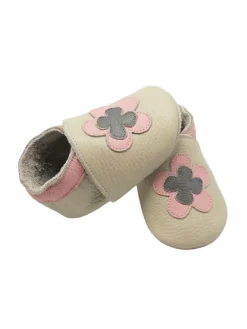 Leder-Krabbelschuhe "Florid" in Hellbraun>Yihakids New