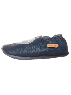 Leder-Krabbelschuhe in Dunkelblau>lamino New