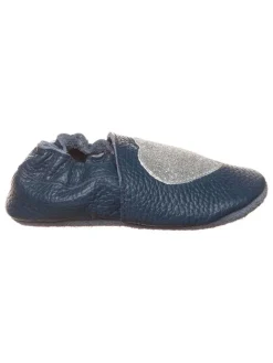 Leder-Krabbelschuhe in Dunkelblau>lamino New