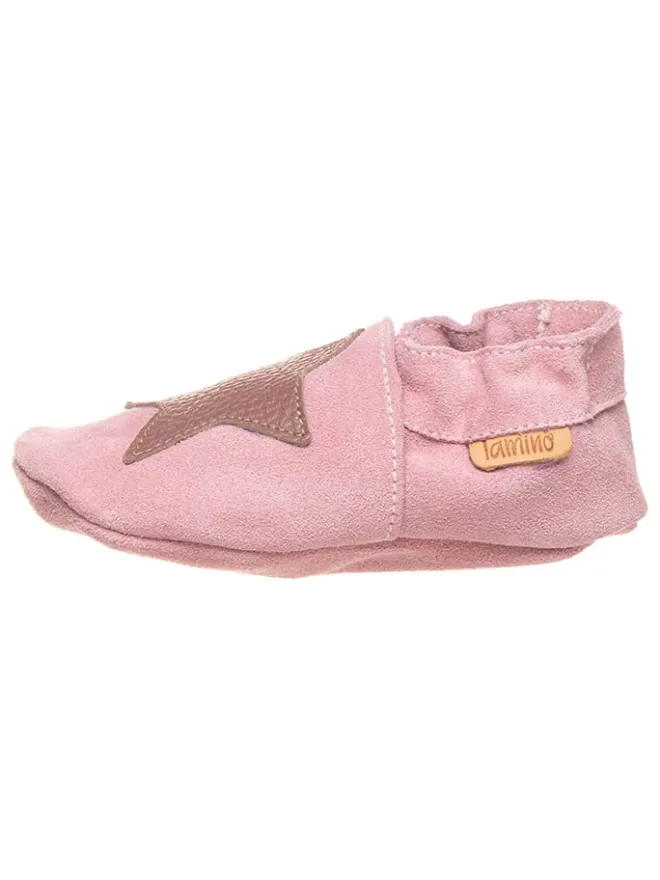 Leder-Krabbelschuhe in Rosa>lamino New