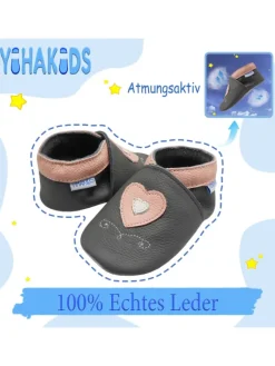Leder-Krabbelschuhe "Liebe" in Grau>Yihakids Outlet