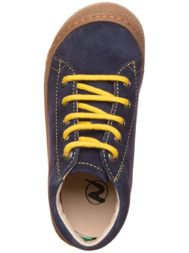 Naturino Lauflernschuhe^Leder-Lauflernschuhe "Coco" in Dunkelblau/ Gelb