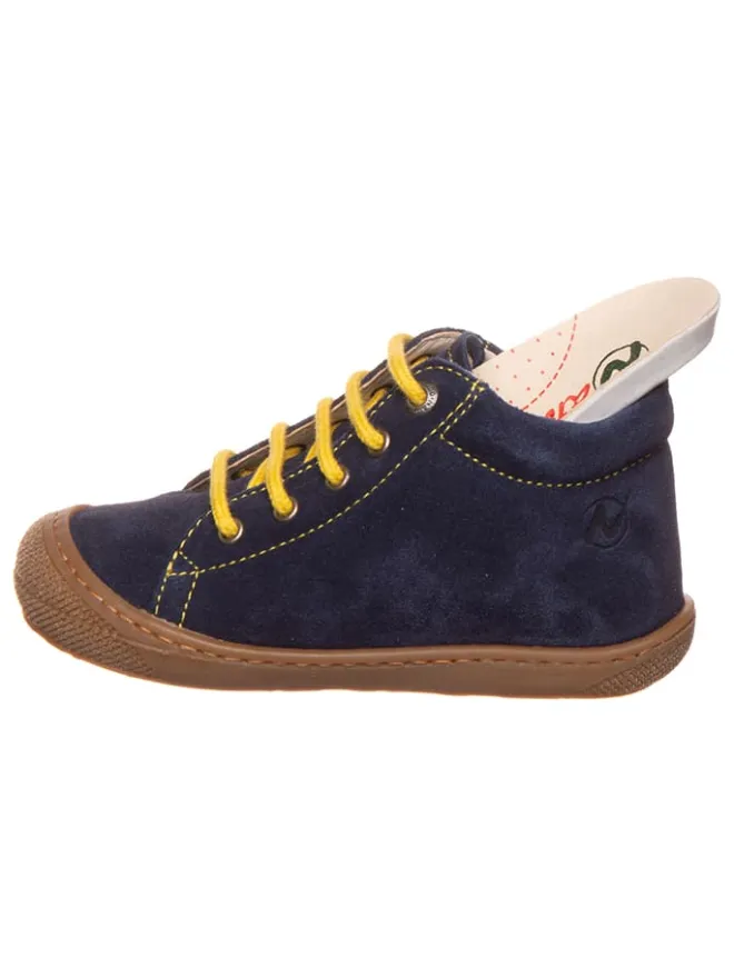 Naturino Lauflernschuhe^Leder-Lauflernschuhe "Coco" in Dunkelblau/ Gelb
