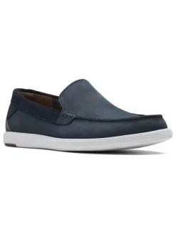 Clarks Halbschuhe^Leder-Mokassins "Bratton" in Dunkelblau