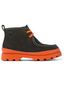 Leder-Mokassins in Anthrazit/ Orange>Camper Best