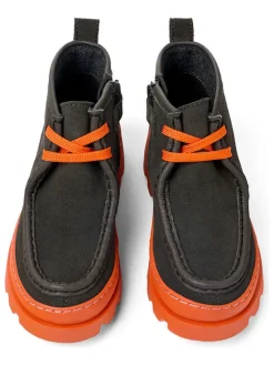 Leder-Mokassins in Anthrazit/ Orange><noscript><img width=