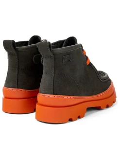 Leder-Mokassins in Anthrazit/ Orange><noscript><img width=