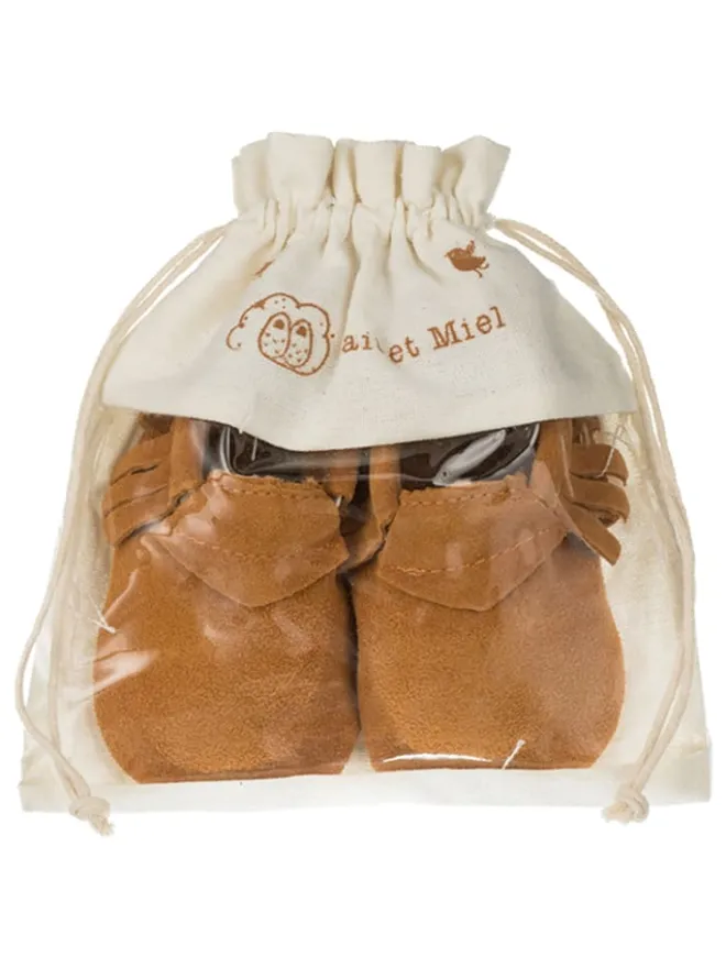 Leder-Mokassins in Cognac>Lait et Miel Online