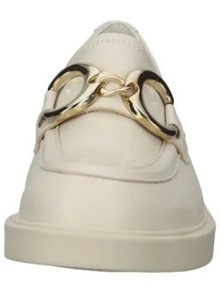 Leder-Mokassins in Creme><noscript><img width=