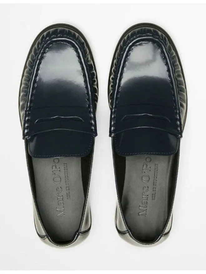 Marc O'Polo Shoes Halbschuhe^Leder-Mokassins in Dunkelblau