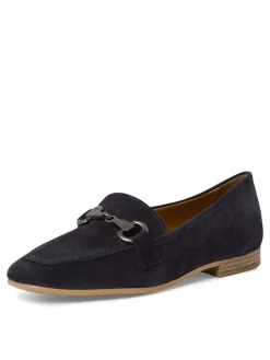 Leder-Mokassins in Dunkelblau><noscript><img width=