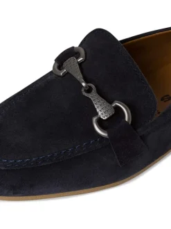 Leder-Mokassins in Dunkelblau><noscript><img width=