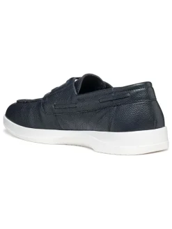 Leder-Mokassins in Dunkelblau><noscript><img width=