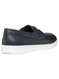 Leder-Mokassins in Dunkelblau><noscript><img width=