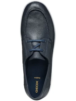 Leder-Mokassins in Dunkelblau><noscript><img width=