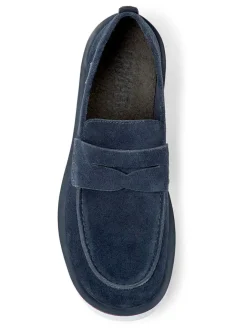 Leder-Mokassins in Dunkelblau><noscript><img width=