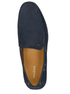 Leder-Mokassins in Dunkelblau><noscript><img width=