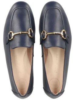 Leder-Mokassins in Dunkelblau><noscript><img width=