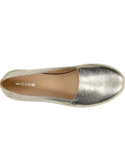 Leder-Mokassins in Gold><noscript><img width=