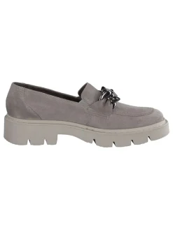 Leder-Mokassins in Grau><noscript><img width=