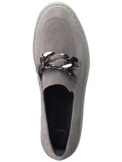 Leder-Mokassins in Grau><noscript><img width=