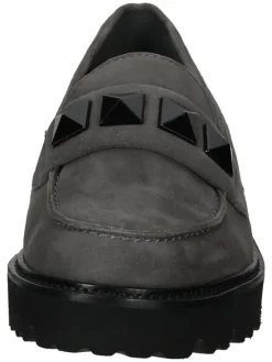 Leder-Mokassins in Grau><noscript><img width=